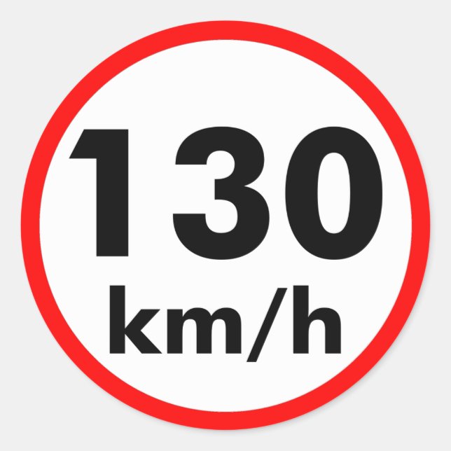 130 km/h classic round sticker (Front)