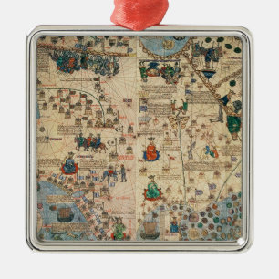 131-0058260/1 Catalan Atlas: Detail of Asia, by Ja Metal Ornament