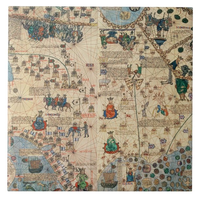 131-0058260/1 Catalan Atlas: Detail of Asia, by Ja Tile (Front)