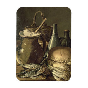 131-0058519/1 Still Life with Fish, Leeks and Brea Magnet