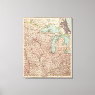 13435 Mich, Wis, Minn, Ia, Mo, Ill, Ind, Ky Canvas Print