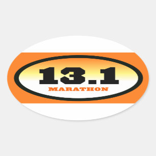 13.1 Half Marathon Black and Orange Oval Sticker