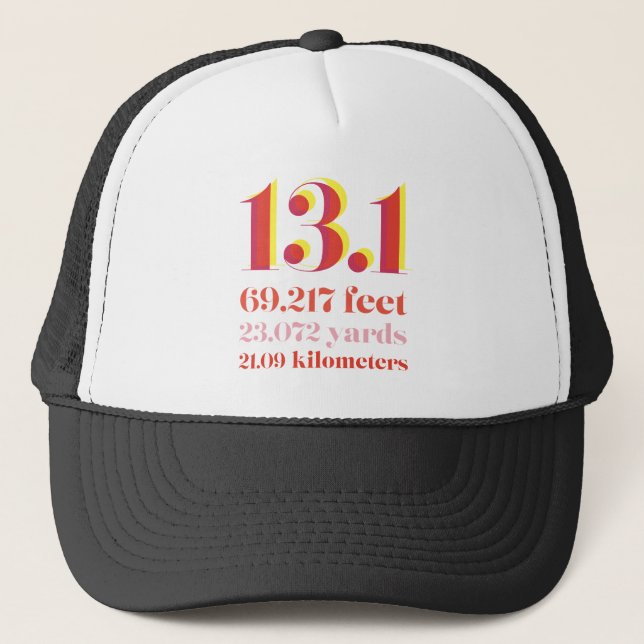 13.1 Half Marathon Race Distance Bold Text Trucker Hat (Front)