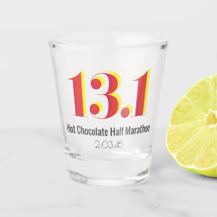 13.1 Half Marathon Running Bold Yellow Red Text Shot Glass
