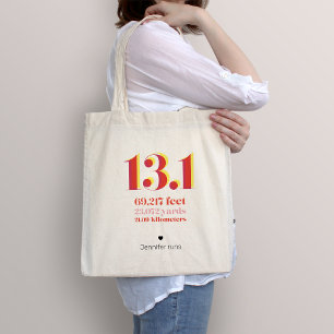 13.1 Half Marathon Running Distance Bold Red Text Tote Bag
