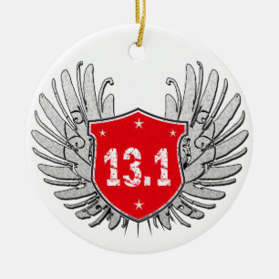 13.1 Half-Marathon Shield Ceramic Ornament