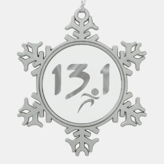 13.1 half-marathon snowflake pewter christmas ornament