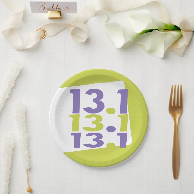 13.1 half marathon themed paper plate (Wedding)