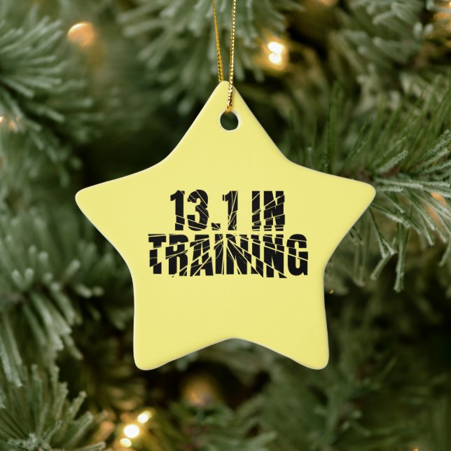 13.1 In Training Half Marathon Runner Broken Glass Ceramic Ornament (Tree)