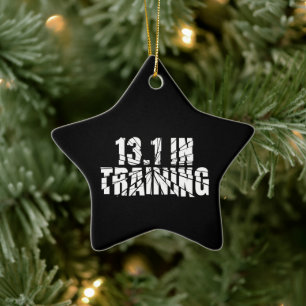 13.1 in Training Half Marathon Running Broken Word Ceramic Ornament