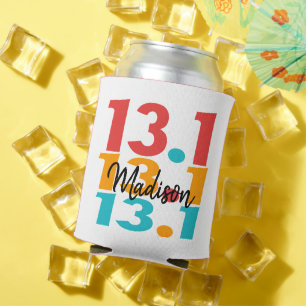 13.1 Personalized Half-Marathon Runner colourful Can Cooler