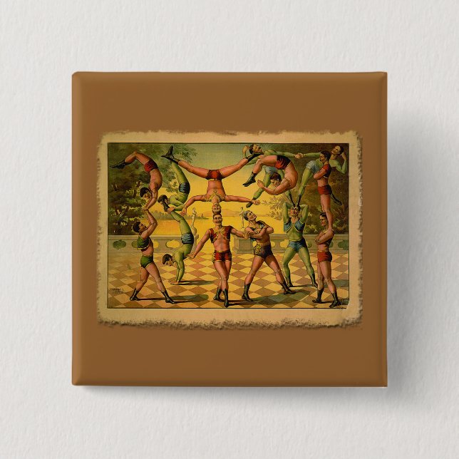 13 Acrobats Old Circus Poster on Tshirts 2 Inch Square Button (Front)