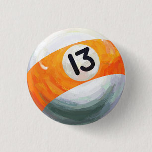 13 Ball 1 Inch Round Button