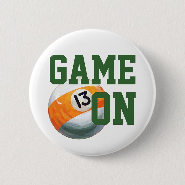 13 Ball 2 Inch Round Button (Front)