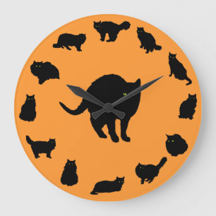 13 Black Cats Large Clock
