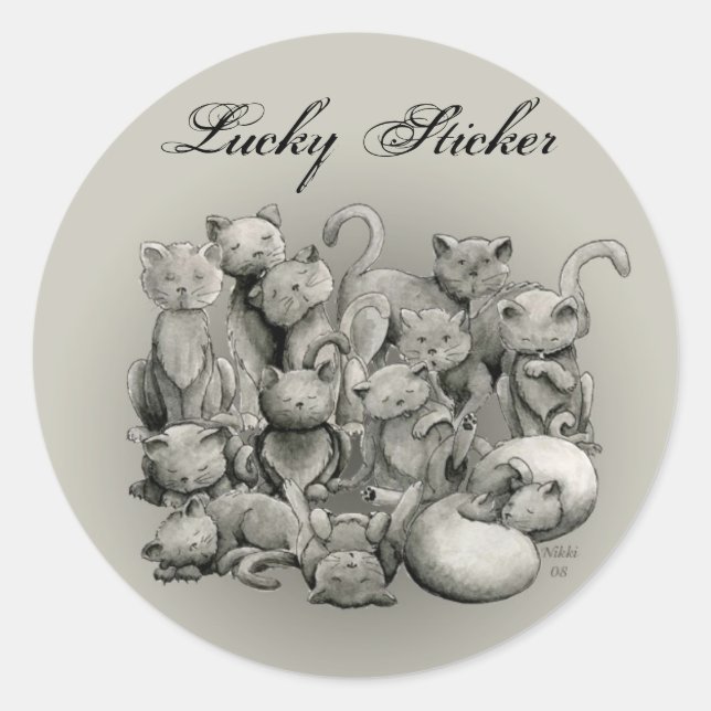 13 Black Cats Lucky Sticker (Front)