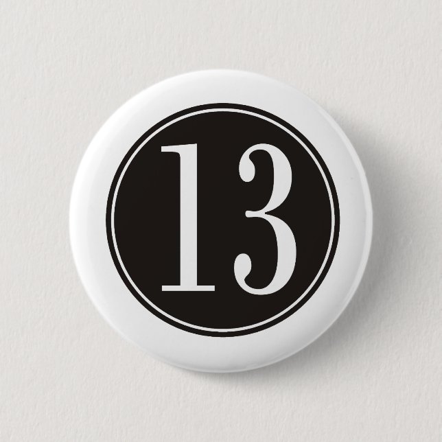 #13 Black Circle (front) 2 Inch Round Button (Front)