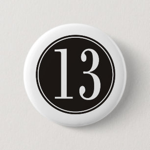 #13 Black Circle (front) 2 Inch Round Button