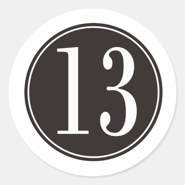 #13 Black Circle (front) Classic Round Sticker (Front)