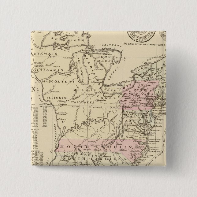 13 colonies 1776 2 inch square button (Front)