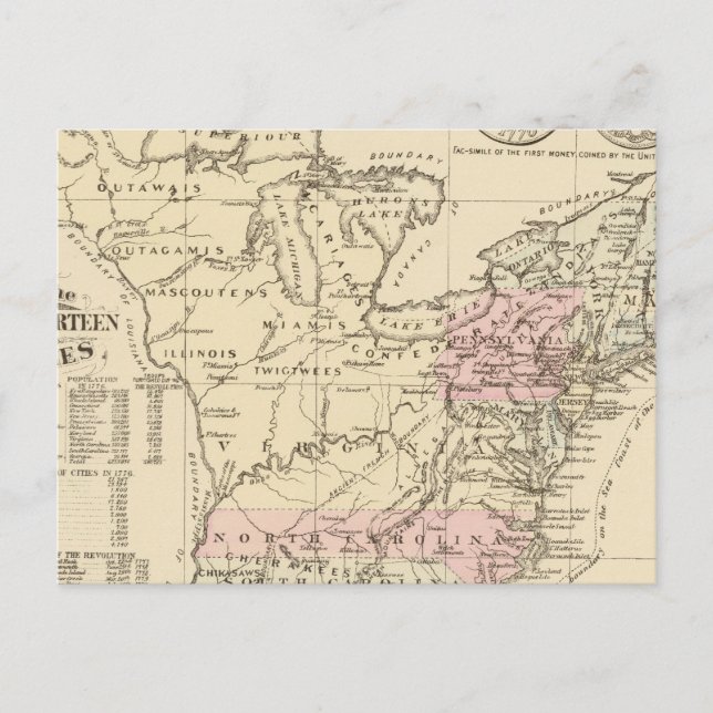 13 colonies 1776 postcard (Front)