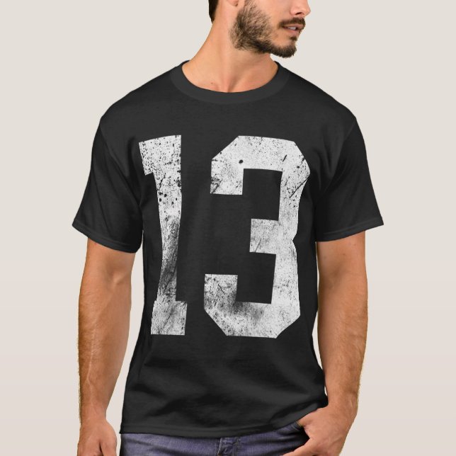 13 Cool Distressed Birthday Lucky Number Player 13 T-Shirt (Front)