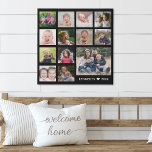 13 Family Photo Collage Create Your Own Black Faux Canvas Print<br><div class="desc">Create your own photo collage  faux wrapped canvas print with 13 of your favourite pictures on a Black background.Personalize with family name and established date.</div>
