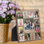 13 Family Photo Collage Create Your Own Wood Plaque<br><div class="desc">Create your own photo collage  plaque with 13 of your favourite pictures on a rustic wood background.Personalize with family name and established date.</div>