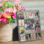 13 Family Photo Collage Template Grey Wood Plaque<br><div class="desc">Create your own photo collage  plaque with 13 of your favourite pictures on a rustic wood background.Personalize with family name and established date.</div>