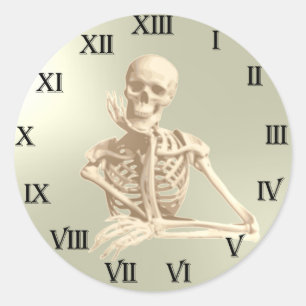 13 Hour Skull Clock Pattern Classic Round Sticker