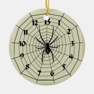 13 Hour Spider Web Clock Ornament! Customize me! Ceramic Ornament
