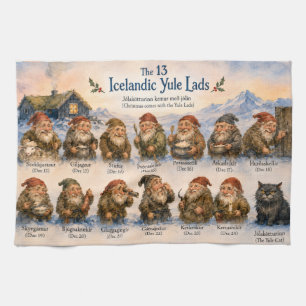 13 Icelandic Yule Lads Christmas in Iceland Kitchen Towel