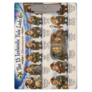 13 Icelandic Yule Lads Christmas reykjavik Clipboard