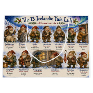 13 Icelandic Yule Lads Christmas reykjavik Large Gift Bag