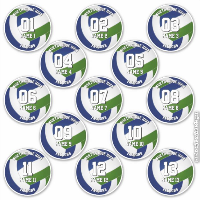 13 kids teens blue green volleyball club colors (Front)