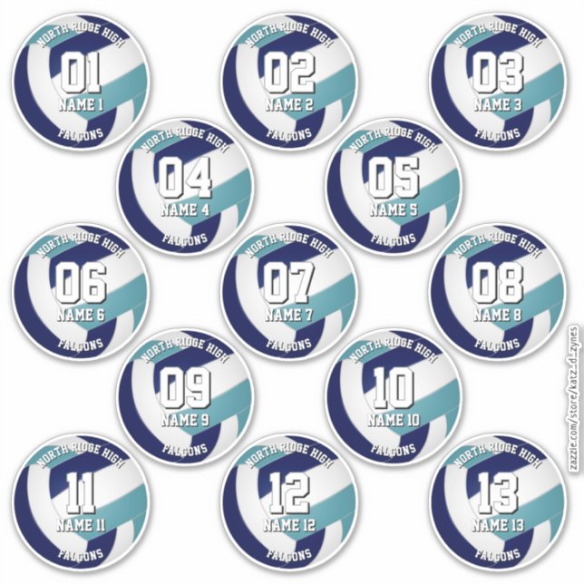 13 kids teens navy teal volleyball club colors (Front)
