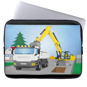 13" Laptoptasche Straßenbaustelle mit weißem LKW Laptop Sleeve