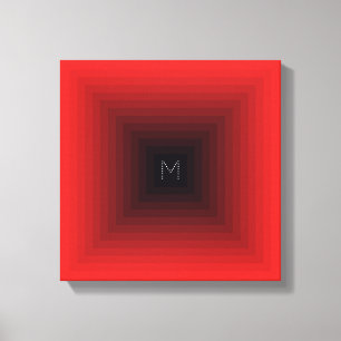 13-Level Red Inverted Pyramid Initial Personalized Canvas Print