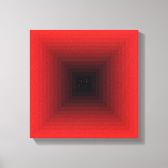 13-Level Red Inverted Pyramid Initial Personalized Canvas Print (Front)