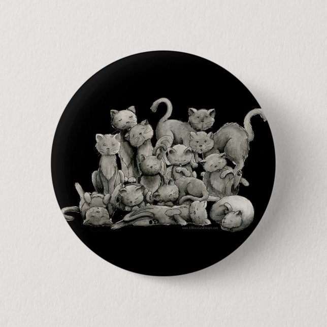 13 Lucky Black Cats Button (Front)