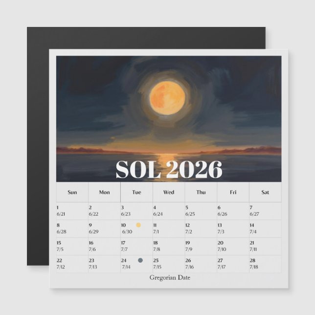 13-Month Moon Phase Zodiac sol Calendar (Front/Back)