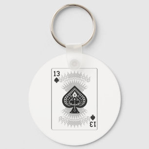 13 of Spades: Playing Card: Keychain