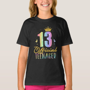 13 Official Teenager Crown 13 Year Old Tie Dye T-Shirt