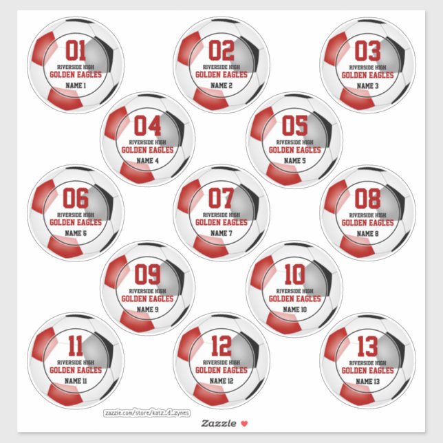 13 pc set kids red black soccer team colours (Sheet)