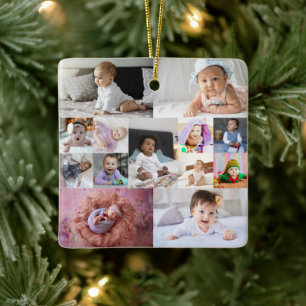 13 Photo Collage Custom Gift Ceramic Ornament