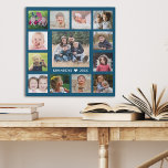 13 Photo Collage Family Name Create Your Own Faux Canvas Print<br><div class="desc">Create your own photo collage  faux wrapped canvas print with 13 of your favourite pictures on a white background.Personalize with family name and established date.</div>