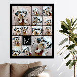 13 Photo Collage Monogram black - Can Edit Colour Canvas Print<br><div class="desc">A design with a basic background. Use up to thirteen square photos to create a unique and personal gift. If you need to adjust the pictures,  click on the customize tool to make changes.</div>