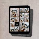 13 Photo Collage Monogram black - Can Edit Colour Magnet<br><div class="desc">A design with a basic background. Use up to thirteen square photos to create a unique and personal gift. If you need to adjust the pictures,  click on the customize tool to make changes.</div>