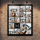 13 Photo Collage Monogram black - Can Edit Colour Poster<br><div class="desc">A design with a basic background. Use up to thirteen square photos to create a unique and personal gift. If you need to adjust the pictures,  click on the customize tool to make changes.</div>