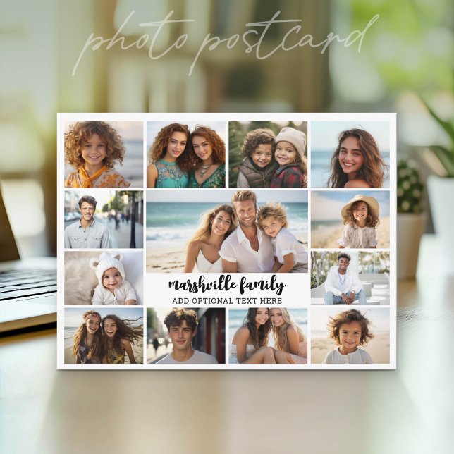 13 Photo Collage Optional Text -- Family -  Postcard (Photo Postcard - Customize with your favorite photos)